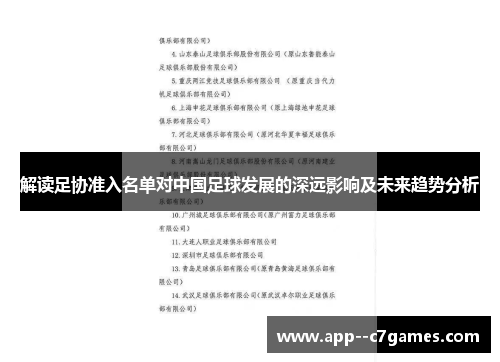 解读足协准入名单对中国足球发展的深远影响及未来趋势分析